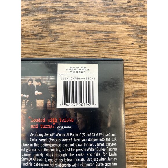 The Recruit 2003 DVD Spy Thriller Al Pacino Colin Farrell Espionage Pre-Owned - Picture 4 of 4